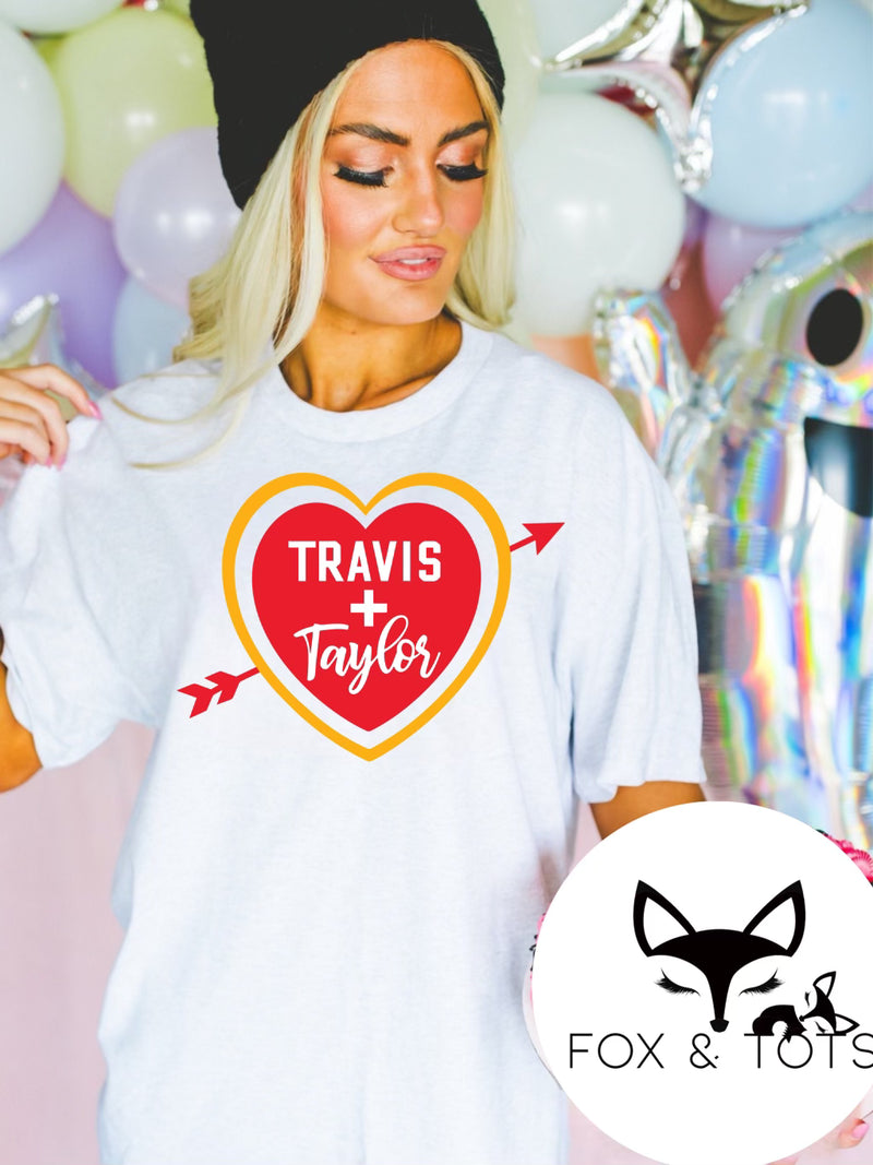 Travis + Taylor Heart & Arrow DTF SCREEN 3-5 business day tat