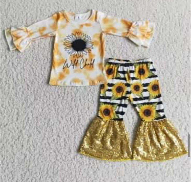 Sunflower sequin bell set- CLOSEOUT END OF DEC