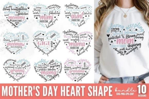 Mother’s Day heart dtf screen Pre order 3-5 business days