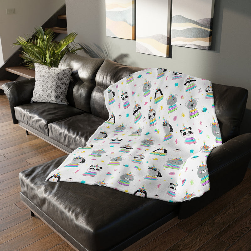 Starry Unicorn Velveteen Minky Blanket (Two-sided print)