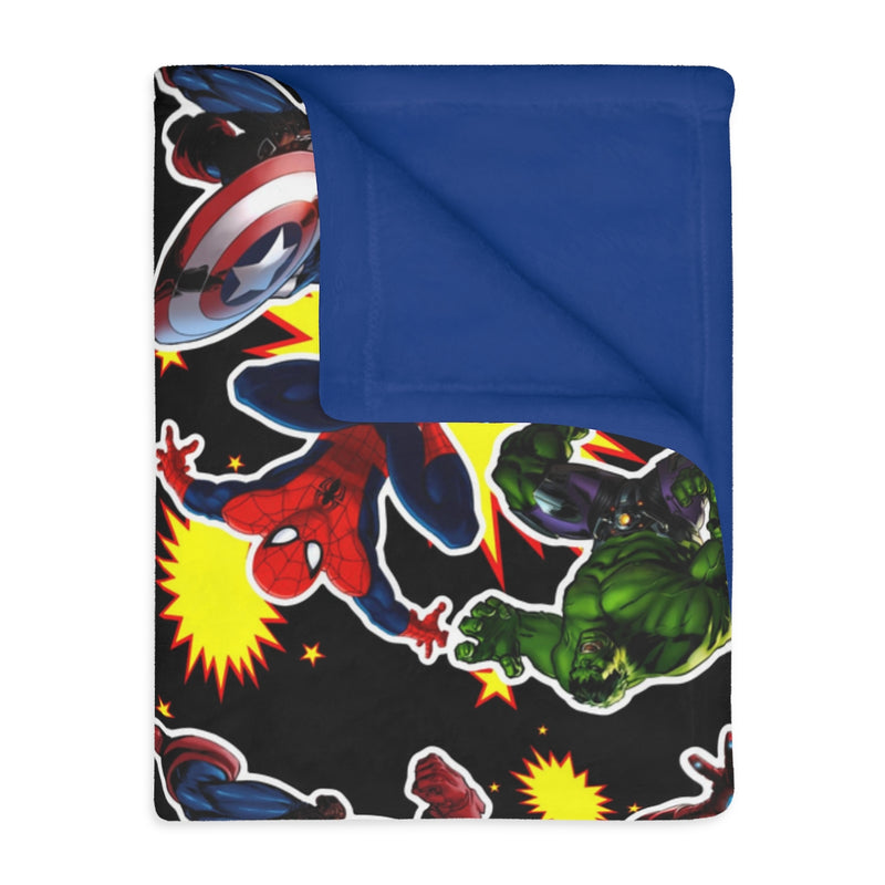 Hero Blanket - BACK BLUE  Velveteen Minky Blanket (Two-sided print)