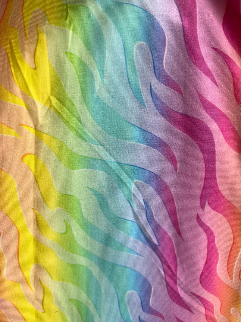 RTS pastel rainbow zebra cotton spandex fabric