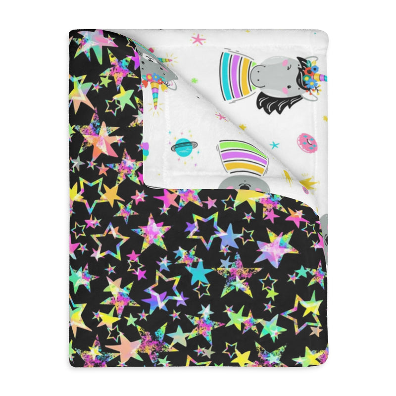 Starry Unicorn Velveteen Minky Blanket (Two-sided print)