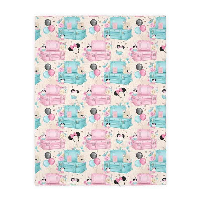 Floral Mouse Velveteen Minky Blanket (Two-sided print)