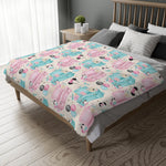 Floral Mouse Velveteen Minky Blanket (Two-sided print)