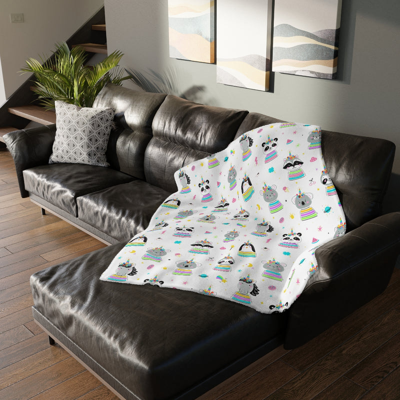 Starry Unicorn Velveteen Minky Blanket (Two-sided print)