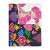 Mexican hearts / Sugar skull Velveteen Minky Blanket (Two-sided print)