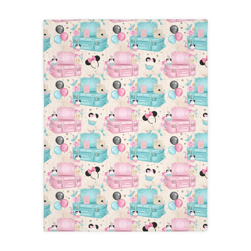 Floral Mouse Velveteen Minky Blanket (Two-sided print)