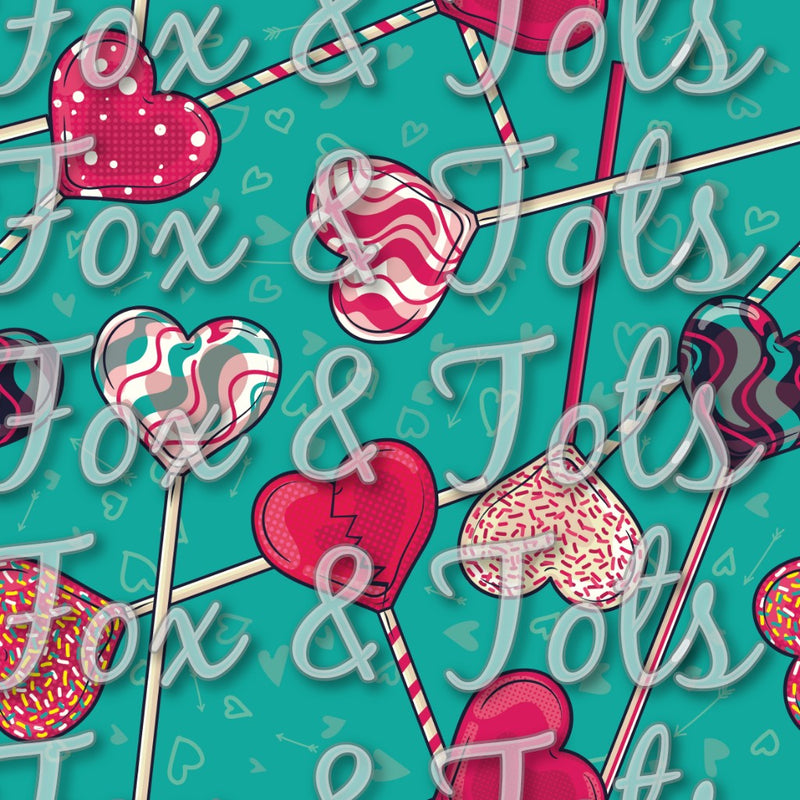Valentine's Day Lollipops Fabric