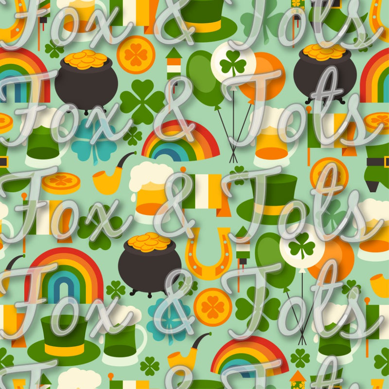 Saint Patrick's Day Rainbow Balloons Fabric