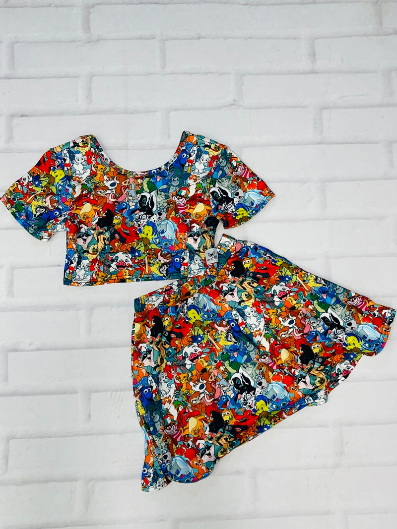 Pre order SIDEKICKS 2 piece twirl - crop or full length tops 5.12