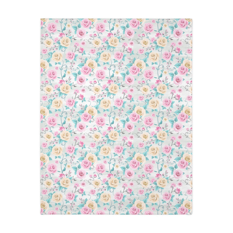 Floral Mouse Velveteen Minky Blanket (Two-sided print)