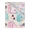 Floral Mouse Velveteen Minky Blanket (Two-sided print)