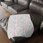 Floral Mouse Velveteen Minky Blanket (Two-sided print)