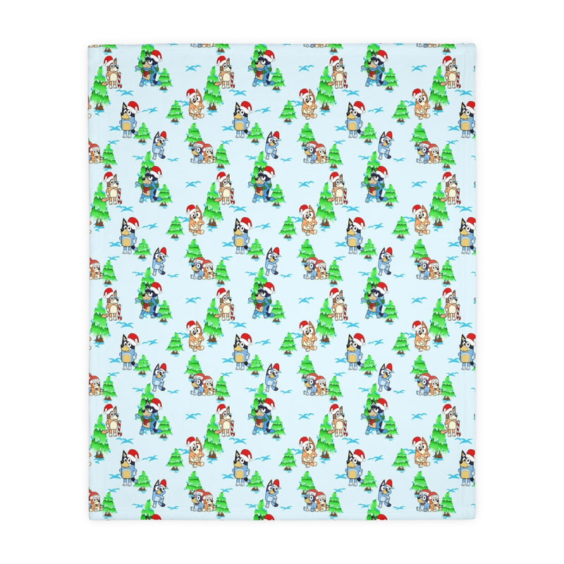 Christmas Dog Velveteen Minky Blanket (Two-sided print)
