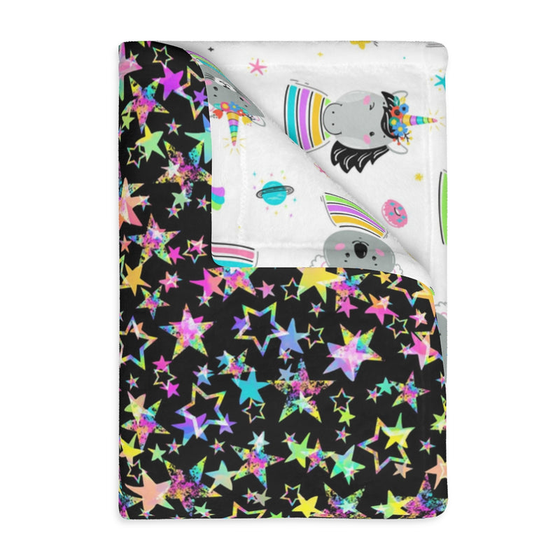 Starry Unicorn Velveteen Minky Blanket (Two-sided print)