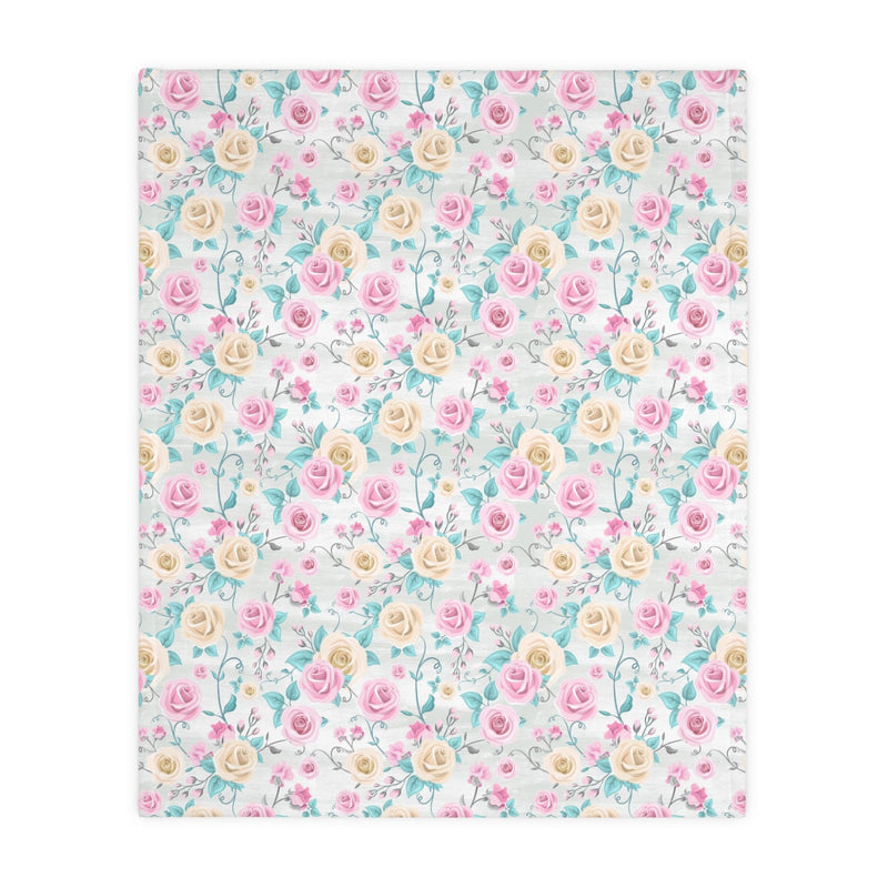 Floral Mouse Velveteen Minky Blanket (Two-sided print)