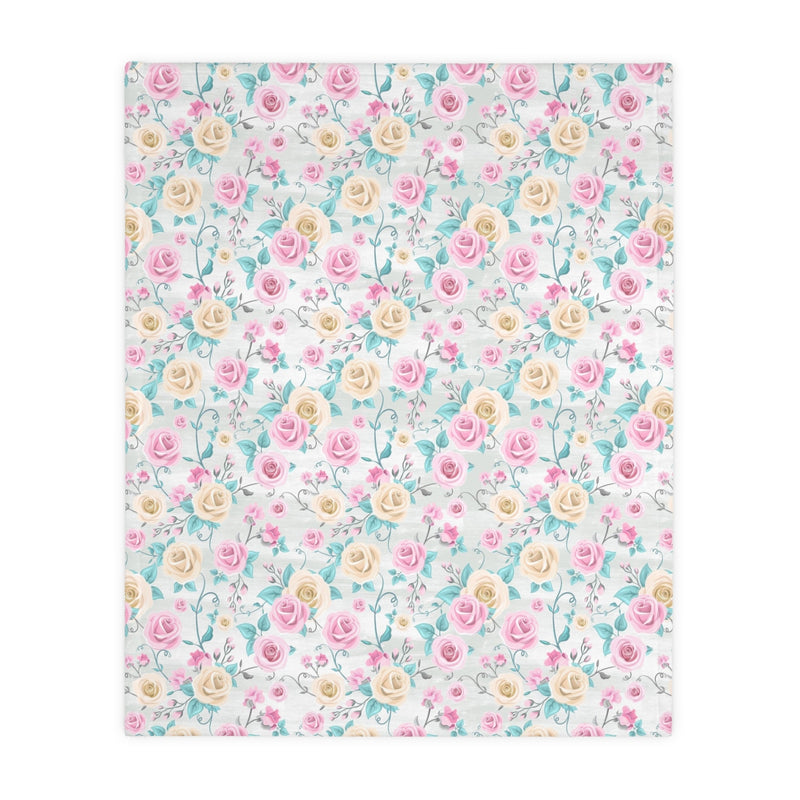 Floral Mouse Velveteen Minky Blanket (Two-sided print)