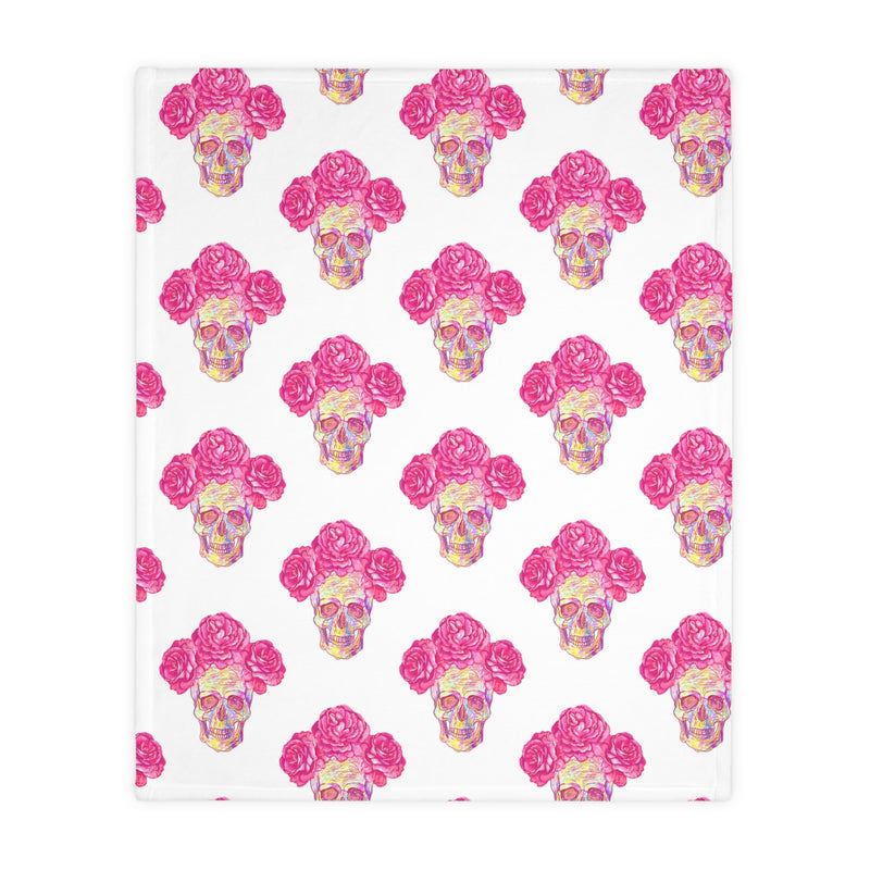 Mexican hearts / Sugar skull Velveteen Minky Blanket (Two-sided print)