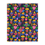 Mexican hearts / Sugar skull Velveteen Minky Blanket (Two-sided print)
