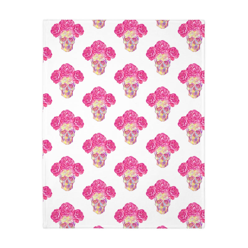 Mexican hearts / Sugar skull Velveteen Minky Blanket (Two-sided print)