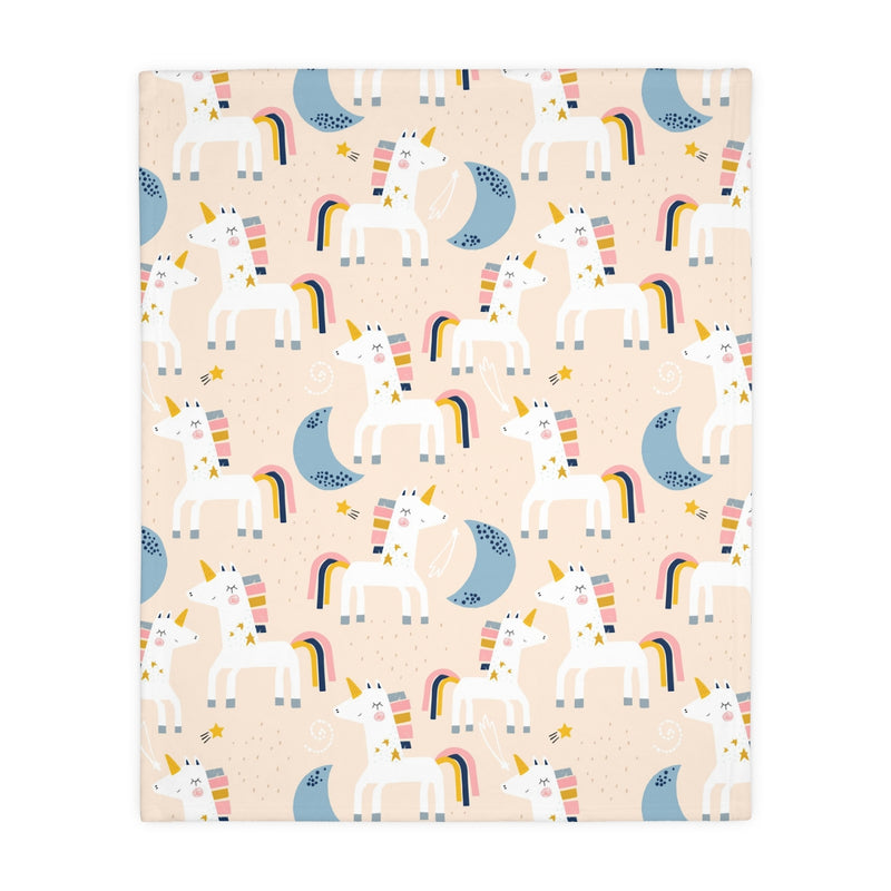 Unicorn moon Velveteen Minky Blanket (Two-sided print)