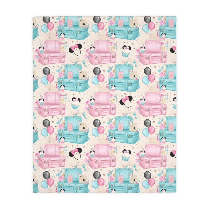 Floral Mouse Velveteen Minky Blanket (Two-sided print)