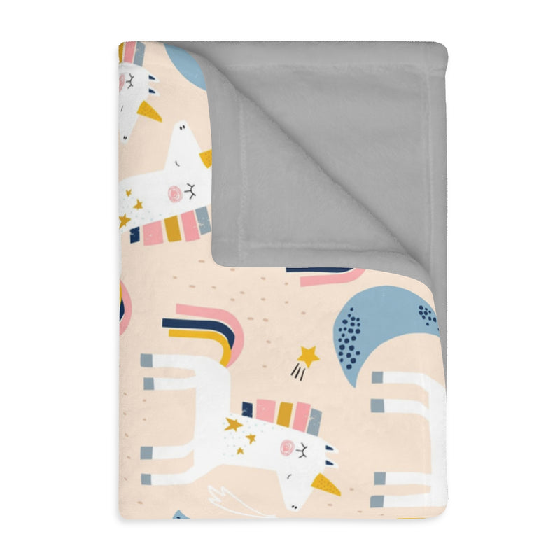 Unicorn moon Velveteen Minky Blanket (Two-sided print)