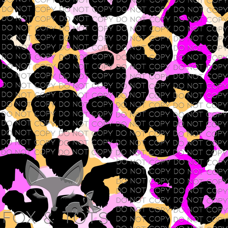 Watercolor Pink Yellow Leopard Fabric