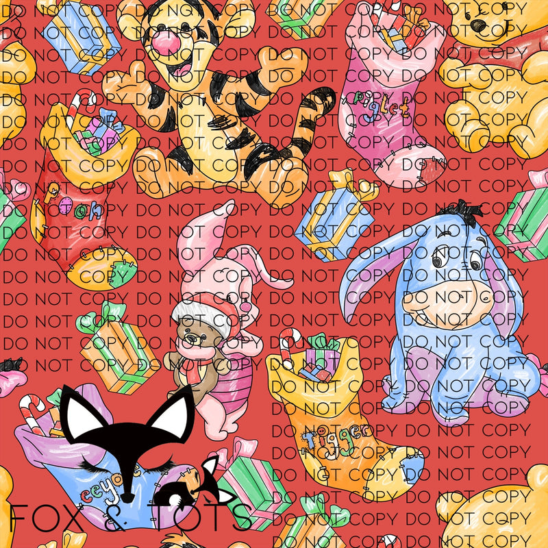 Pooh Xmas Large Scale Fabric