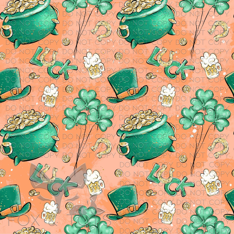 Coral Pot Of Gold Fabric