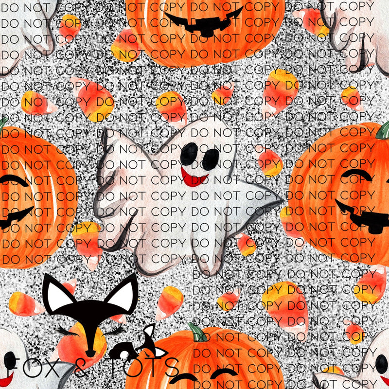 Ghost Pumpkin Candy Corn Fabric