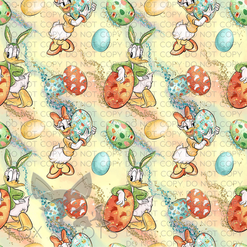 Duck Character Easter Eggs Fabric