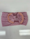 Head Wrap with Bow and Small Pom Poms RTS