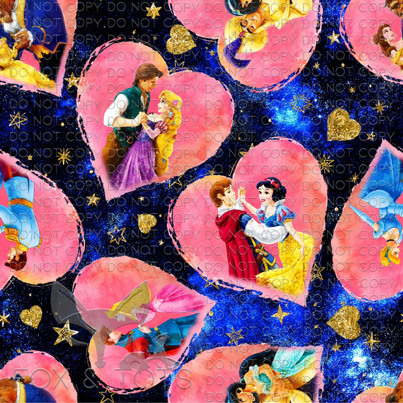 Magic princess hearts Fabric