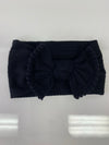 Head Wrap with Bow and Small Pom Poms RTS