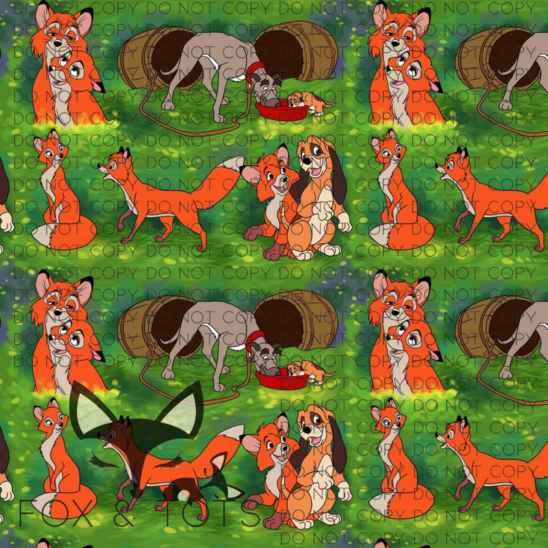 NEW Cartoon Fox and Hound Fabric