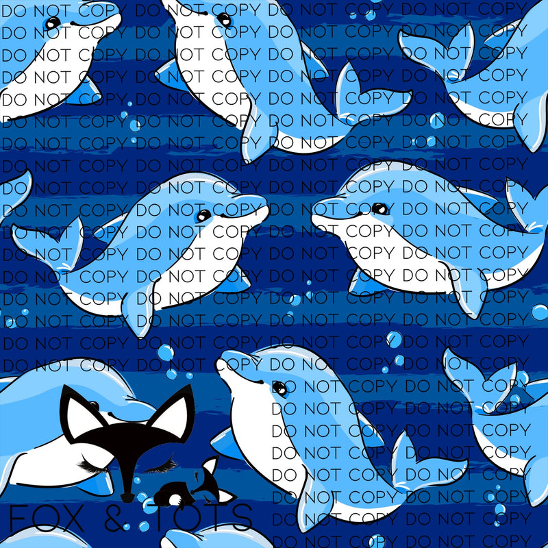 Dolphins Bubbles Fabric