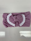Head Wrap with Bow and Small Pom Poms RTS