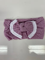 Head Wrap with Bow and Small Pom Poms RTS