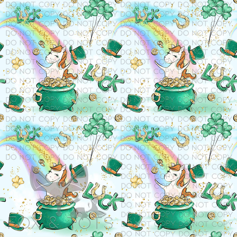 Lucky Sparkle Rainbow Unicorn Fabric