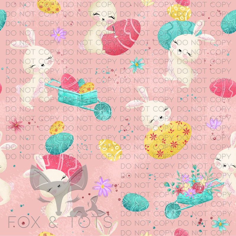 Pink Bunnies Fabric