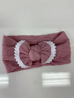 Head Wrap with Bow and Small Pom Poms RTS
