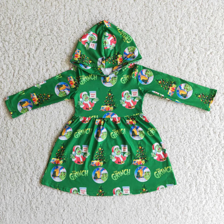 PREORDER HOODED GRINCH DRESS  2/3 WEEK TAT