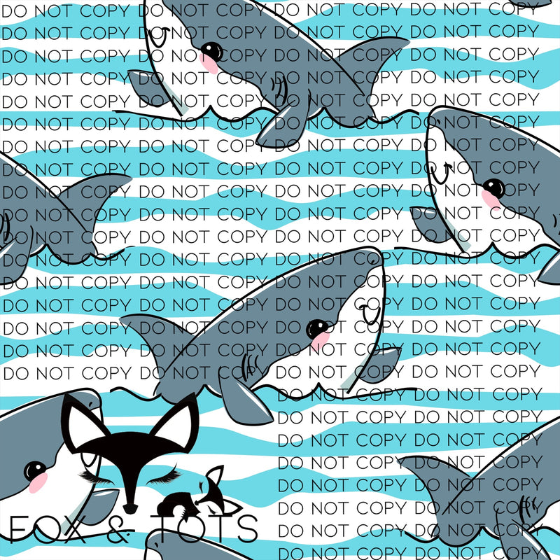 Sharks Swimming Fabric