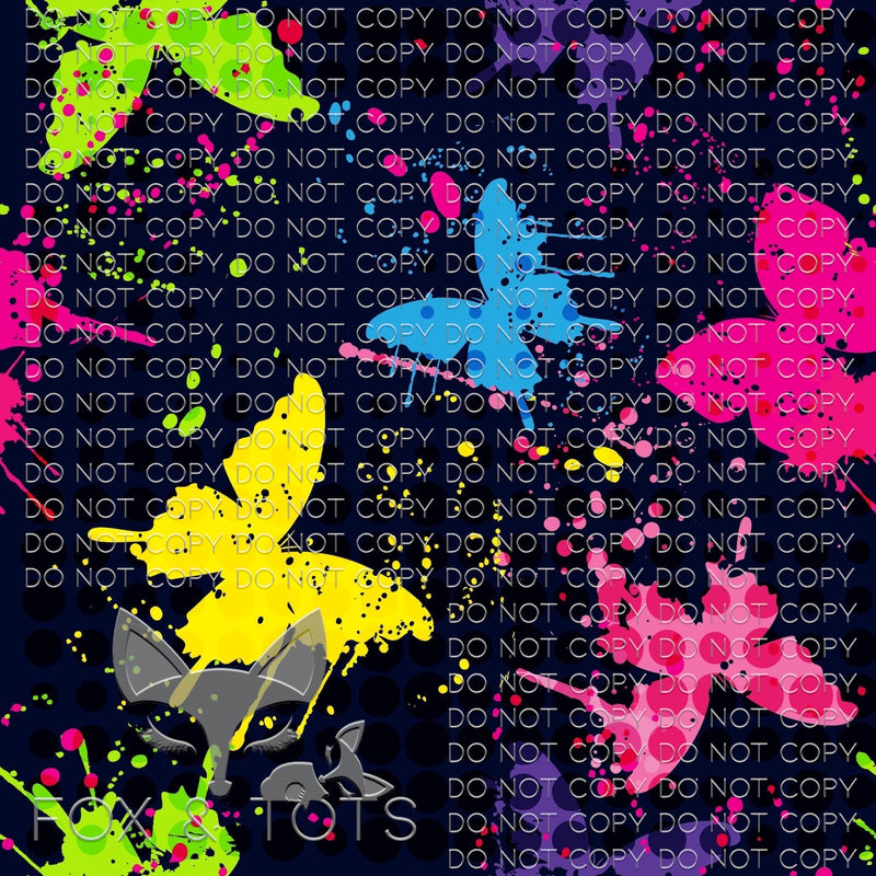 Paint Splatter Butterflies Fabric