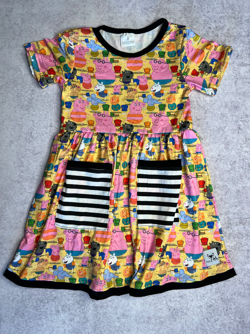 RTS Summer peppa pocket dress