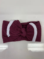 Head Wrap with Bow and Small Pom Poms RTS