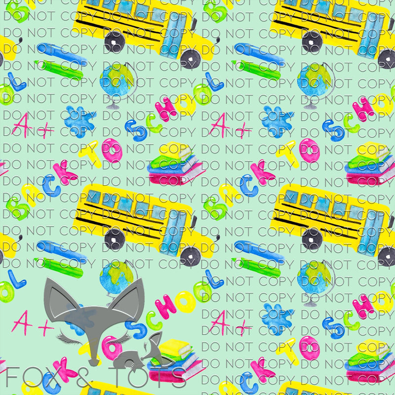 School Bus BLUE Fabric