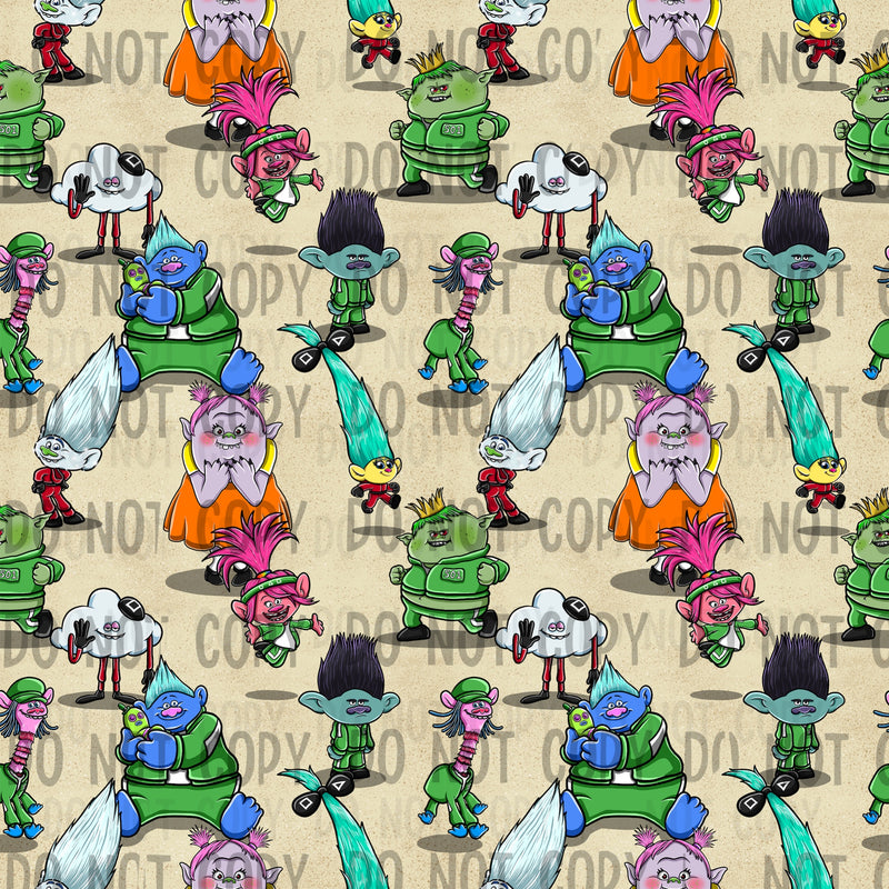 HAND DRAWN EXCLUSIVE SQUID TROLLS Fabric